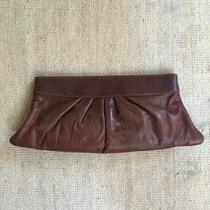 Lauren Merkin leather clutch -- chocolate brown